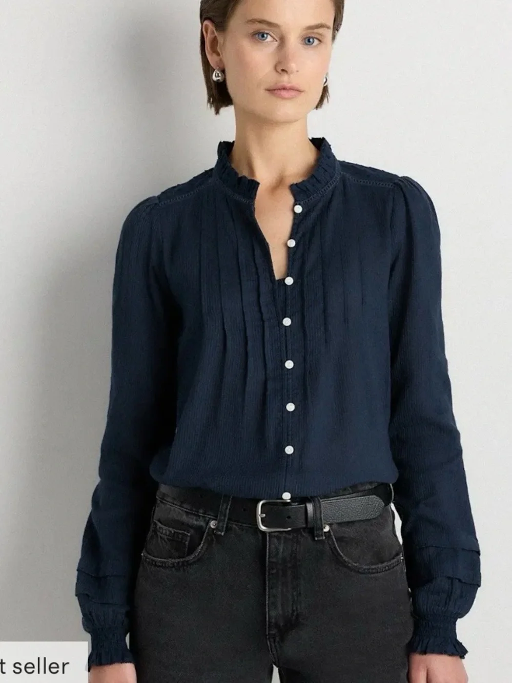 Quince Organic Textured Cotton Pleasant Blouse - Picture 1 of 8